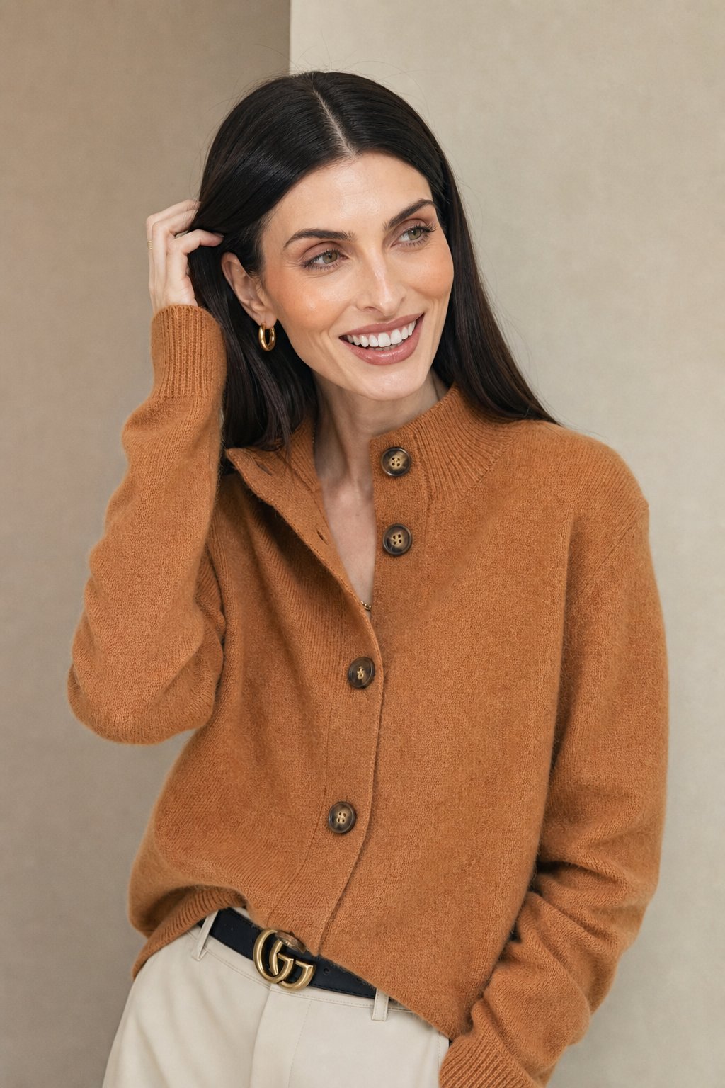 Soft Knit Cardigan Button Front Layer