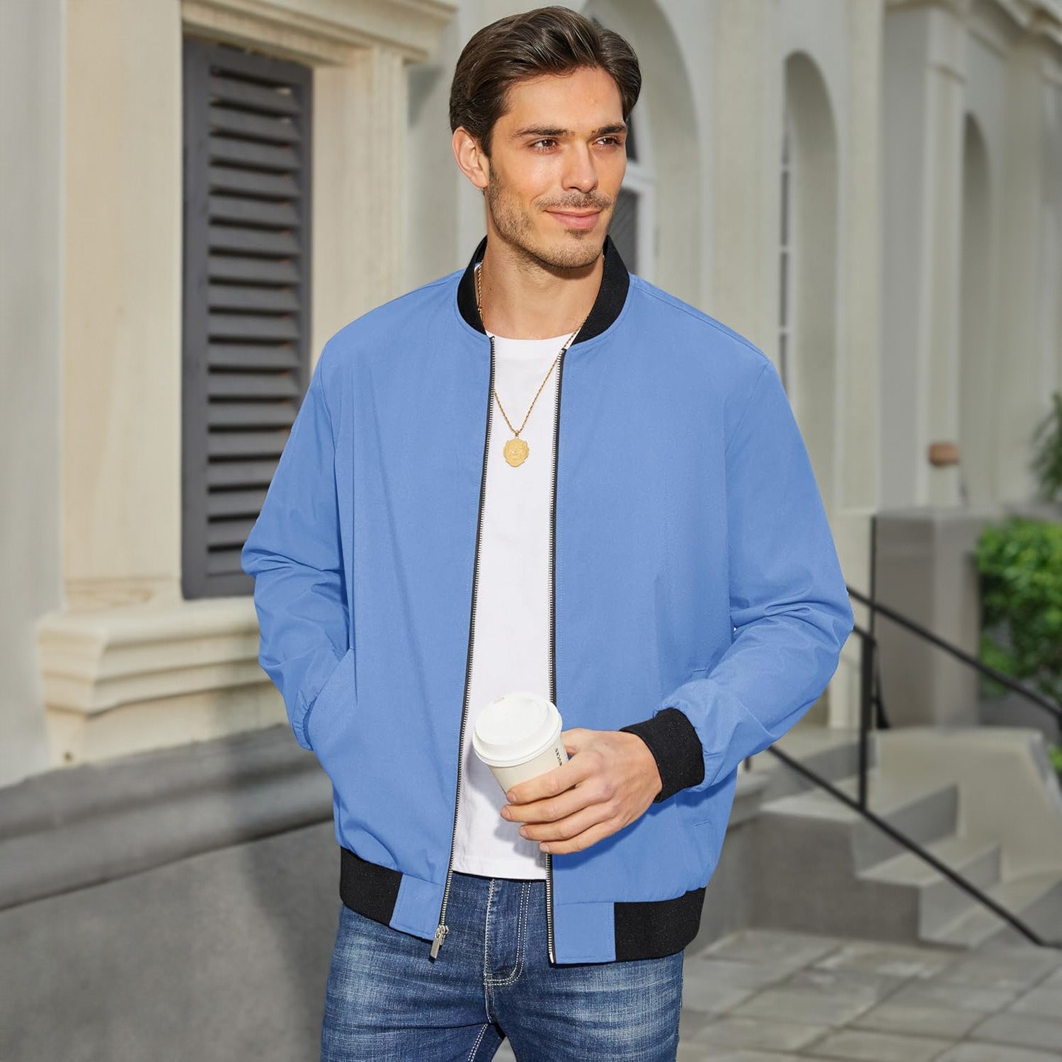 Bomber Jacket Lightweight Zip Windbreaker