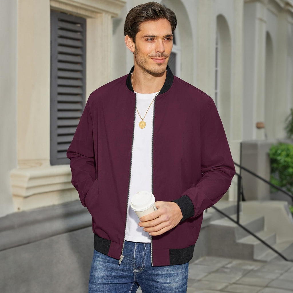 Bomber Jacket Lightweight Zip Windbreaker