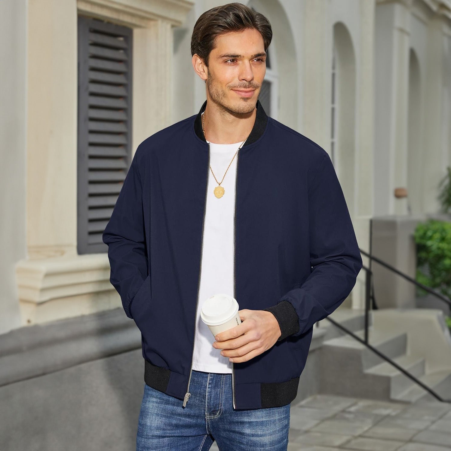 Bomber Jacket Lightweight Zip Windbreaker