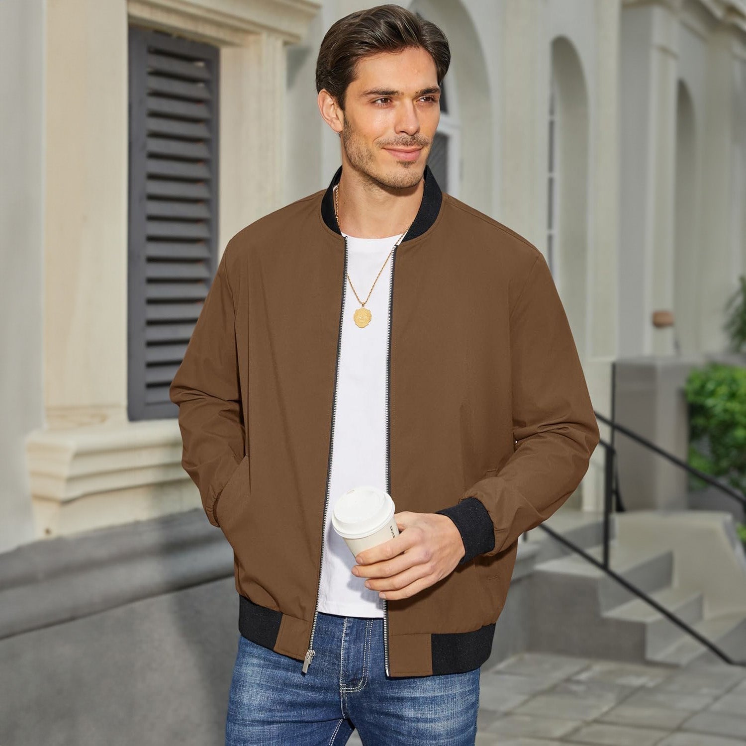 Bomber Jacket Lightweight Zip Windbreaker