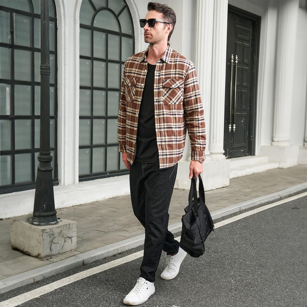 Flannel Shirt Jacket Fleece-Lined