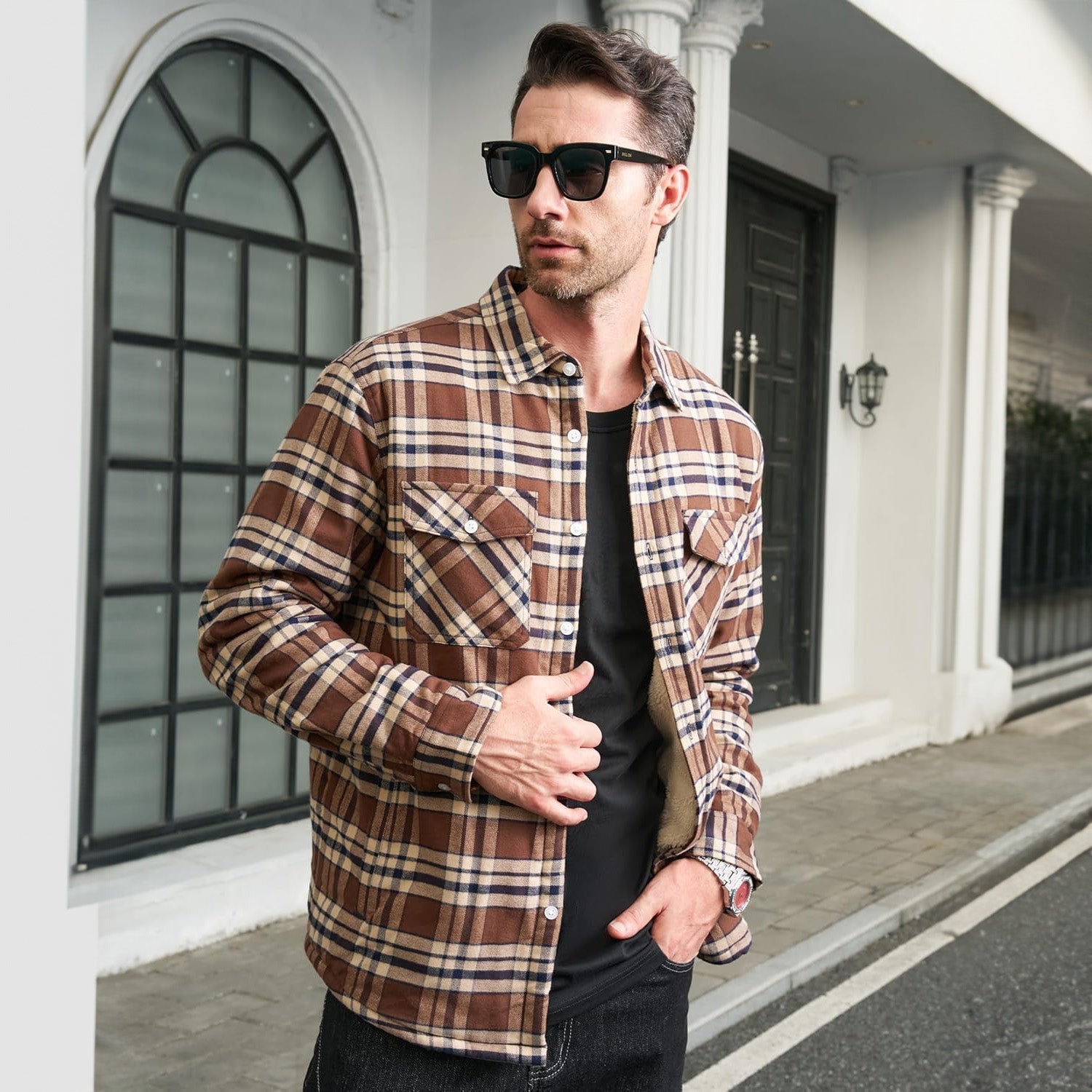 Flannel Shirt Jacket Fleece-Lined