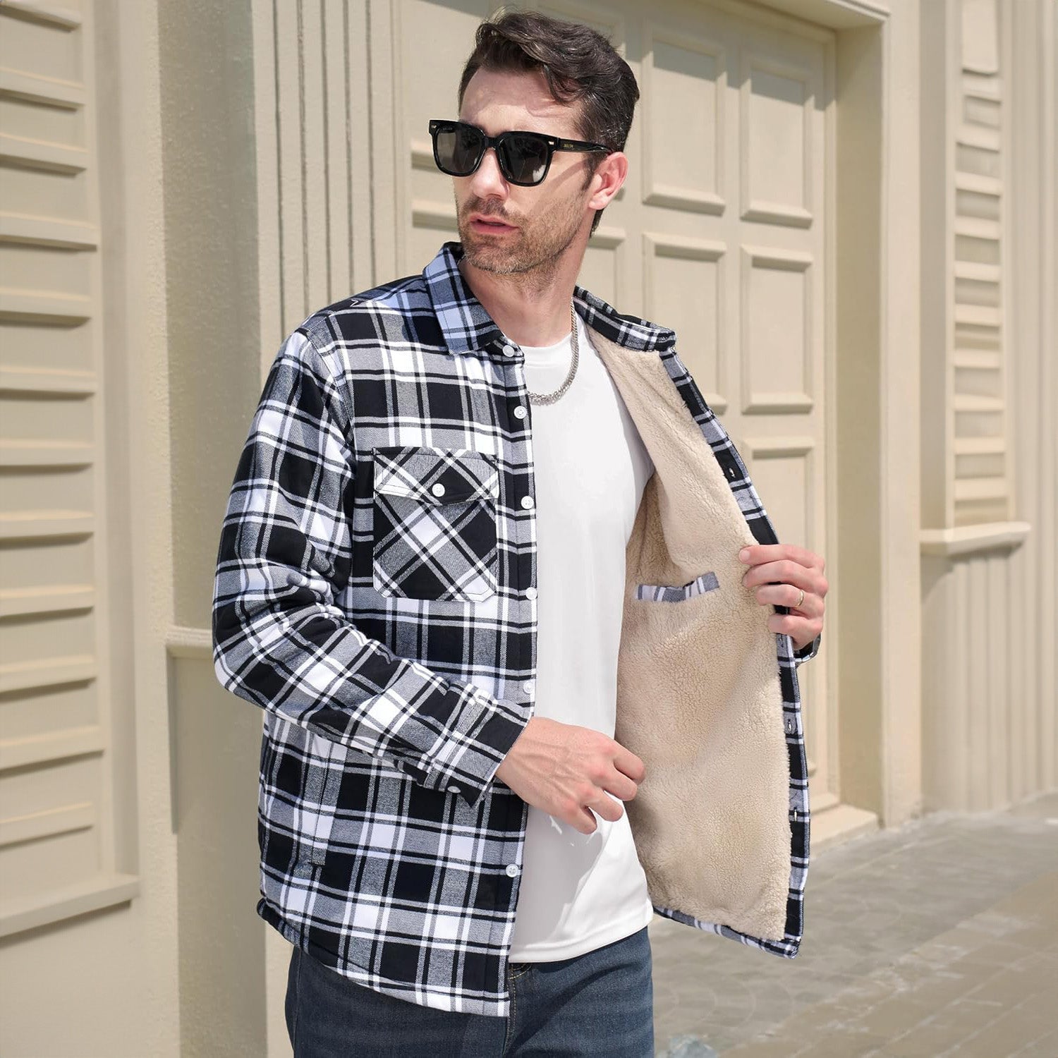 Flannel Shirt Jacket Fleece-Lined