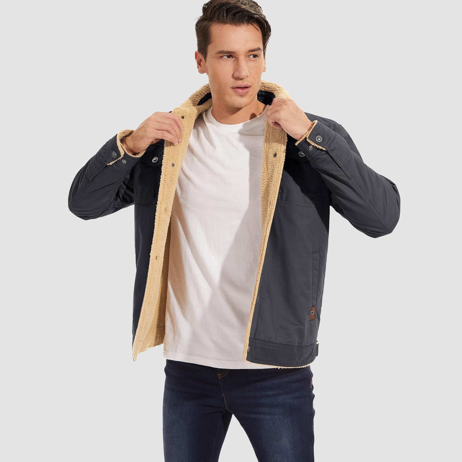 Sherpa-Lined Trucker Jacket  Cotton