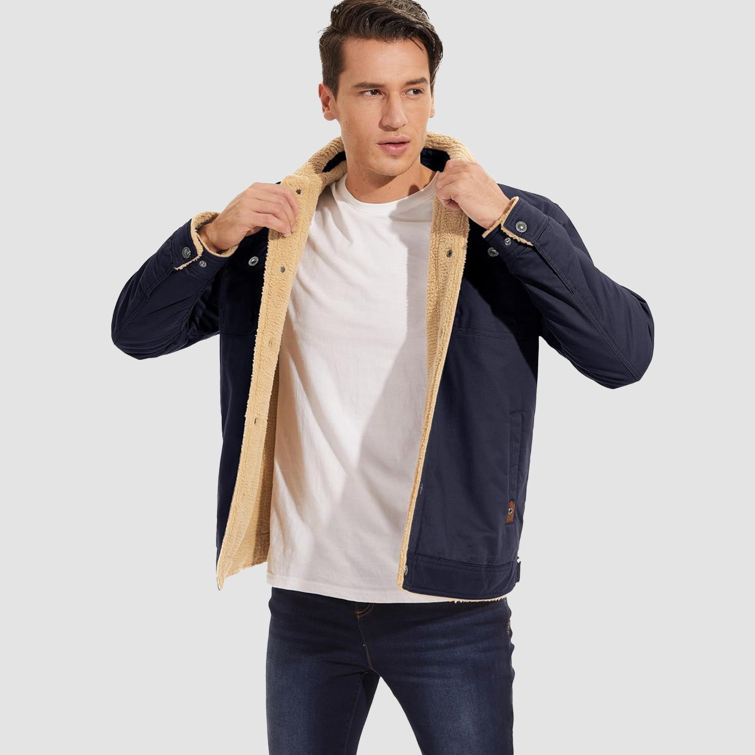 Sherpa-Lined Trucker Jacket  Cotton