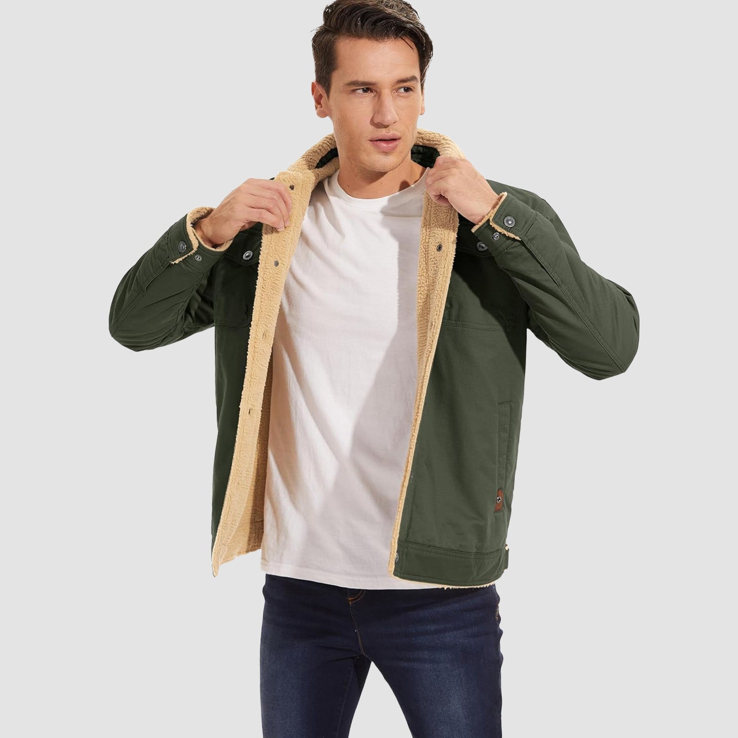 Sherpa-Lined Trucker Jacket  Cotton