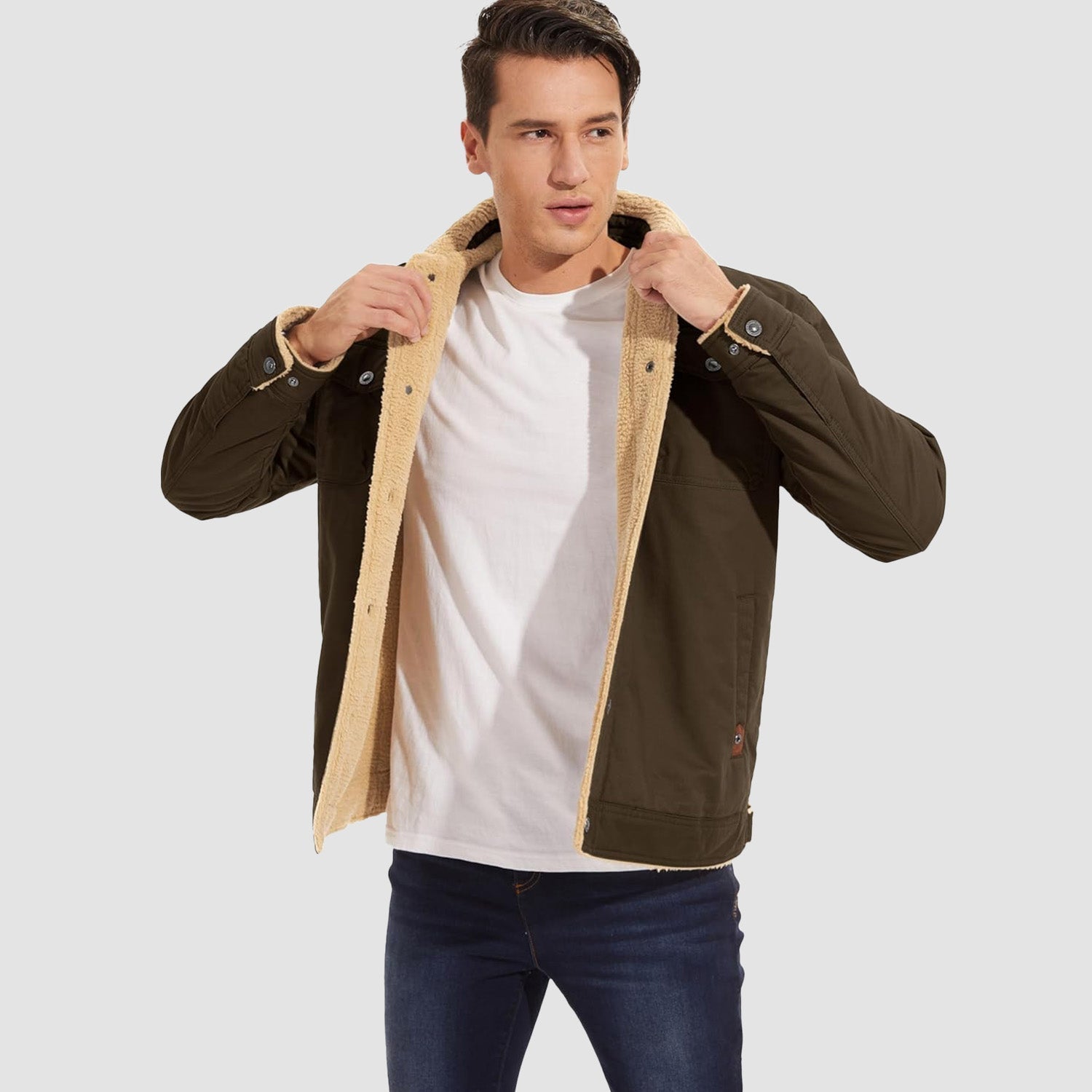 Sherpa-Lined Trucker Jacket  Cotton
