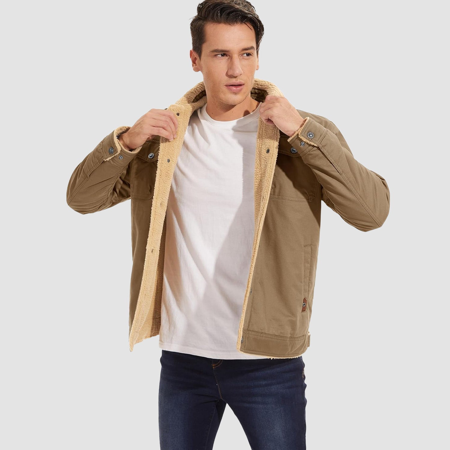 Sherpa-Lined Trucker Jacket  Cotton