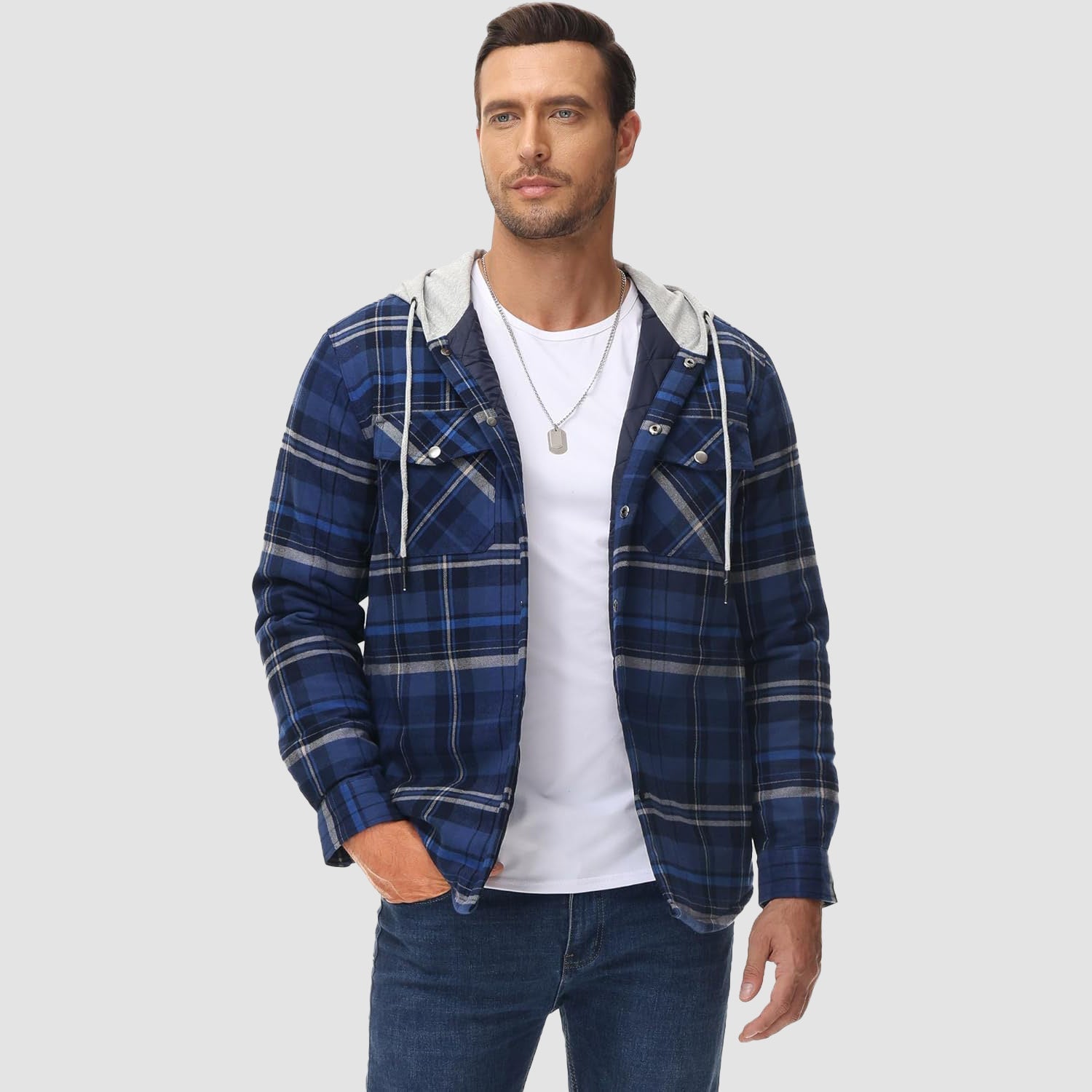 Hooded Quilted Jacket Warm Flannel Style