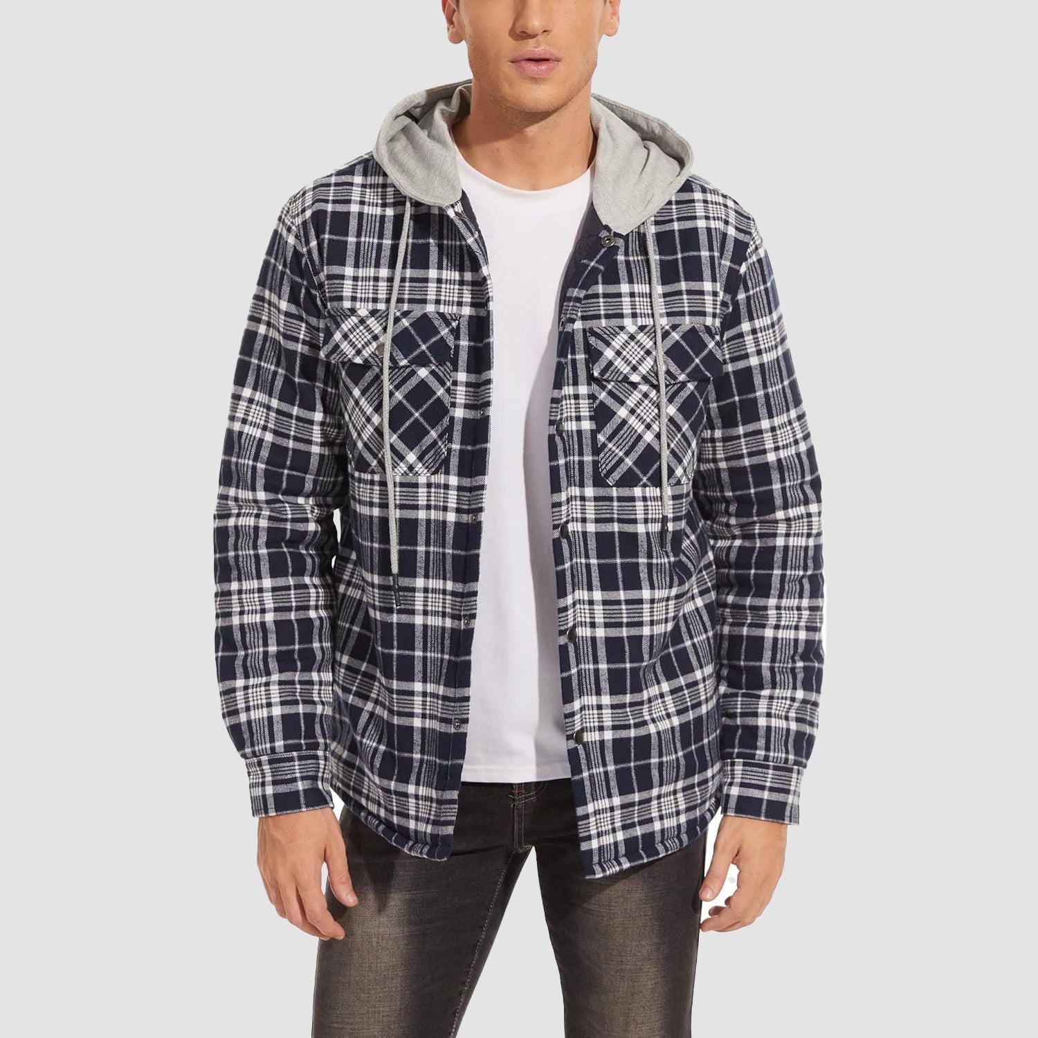 Hooded Quilted Jacket Warm Flannel Style