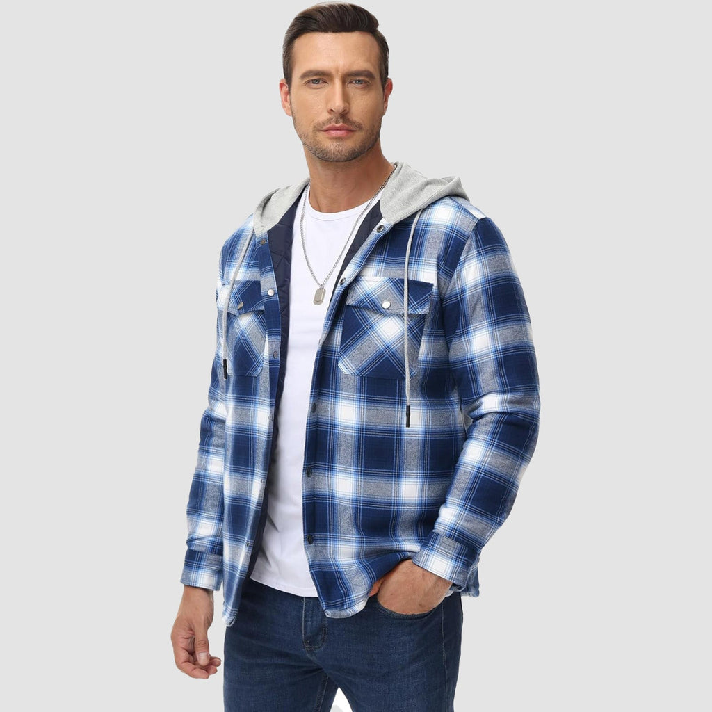 Hooded Quilted Jacket Warm Flannel Style