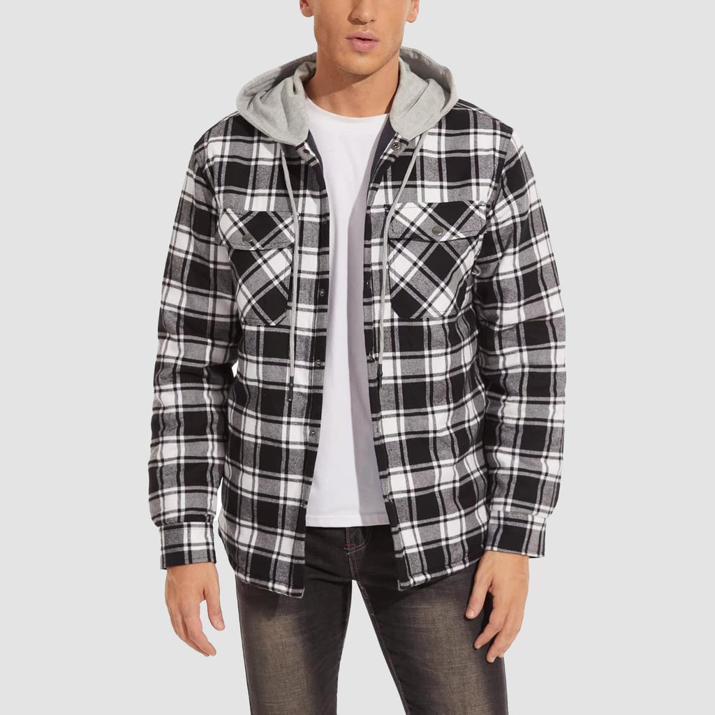 Hooded Quilted Jacket Warm Flannel Style