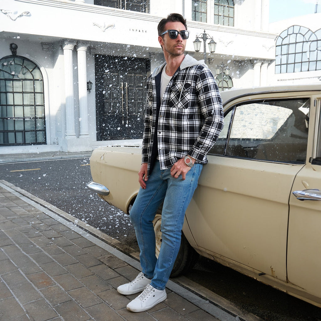 Hooded Quilted Jacket Warm Flannel Style