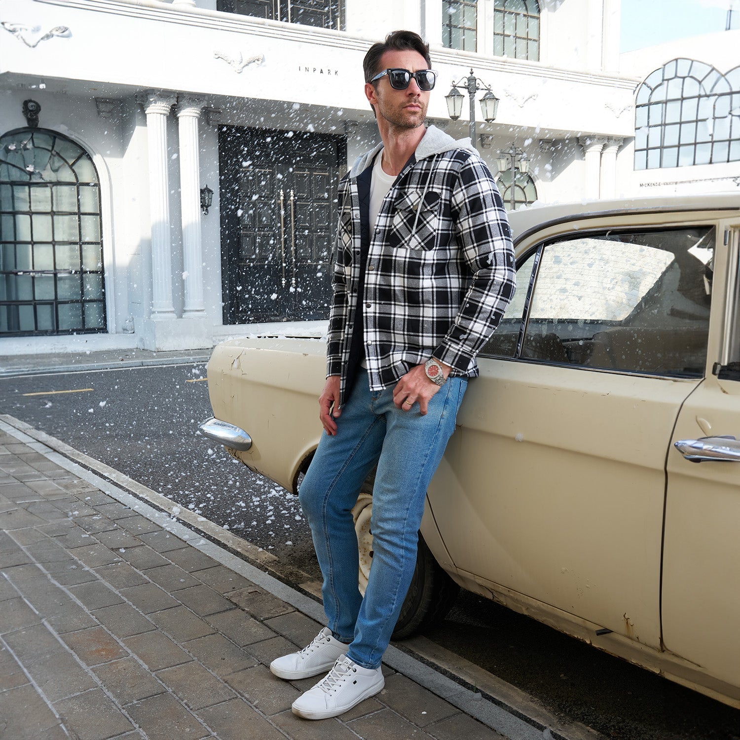 Hooded Quilted Jacket Warm Flannel Style