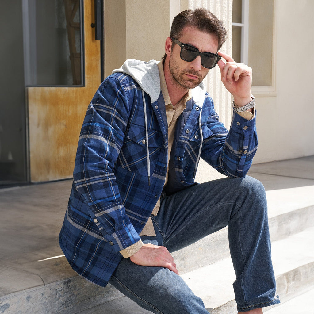 Hooded Quilted Jacket Warm Flannel Style