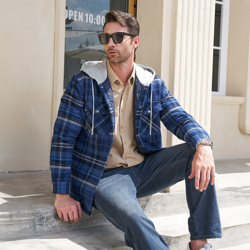 Hooded Quilted Jacket Warm Flannel Style