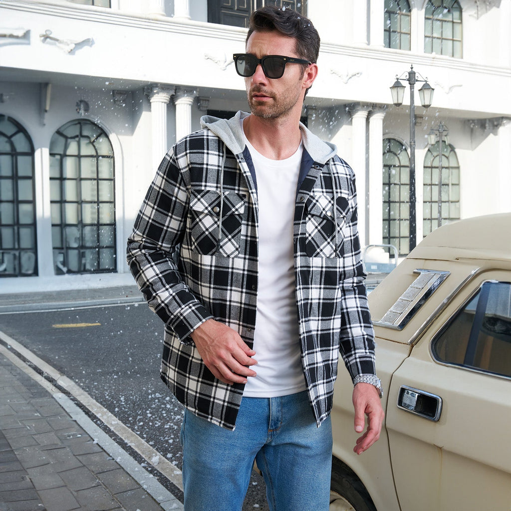 Hooded Quilted Jacket Warm Flannel Style