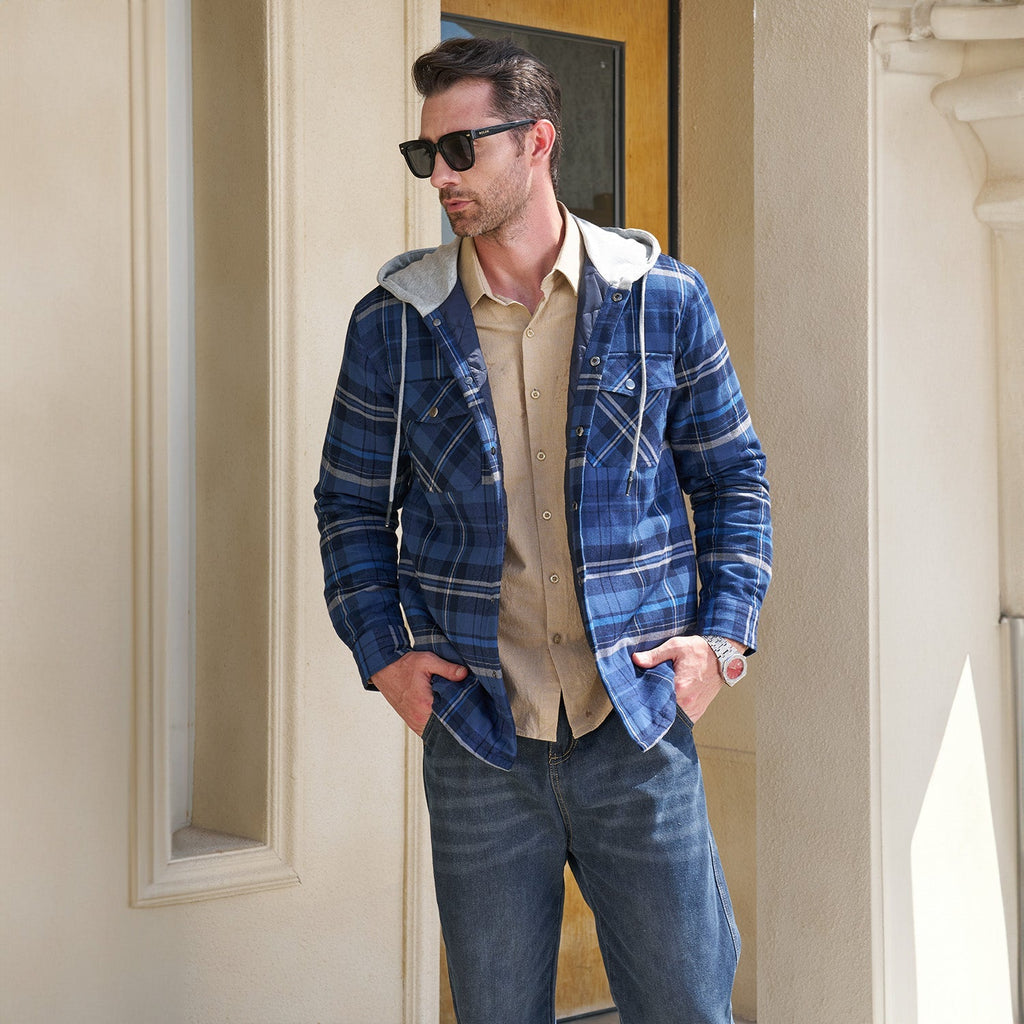 Hooded Quilted Jacket Warm Flannel Style