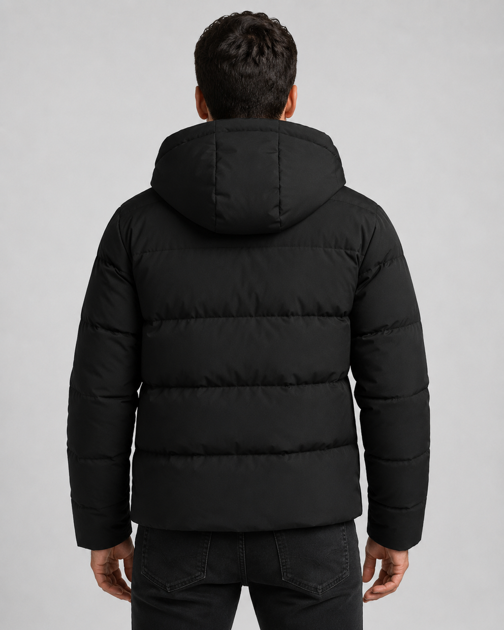 Quilted Puffer Jacket Drawstring Hood Zip Pockets