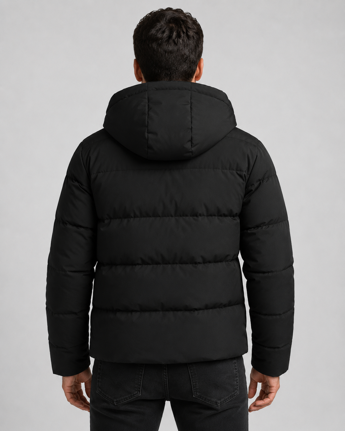 Quilted Puffer Jacket Drawstring Hood Zip Pockets
