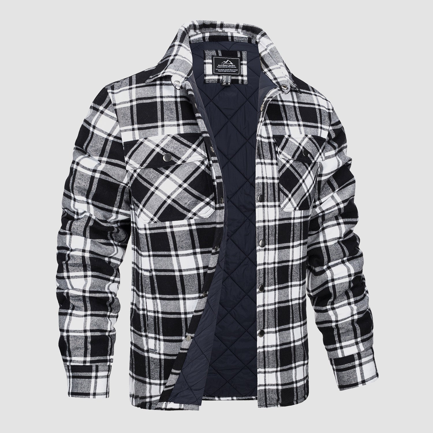 Quilted Flannel Jacket Padded Warm