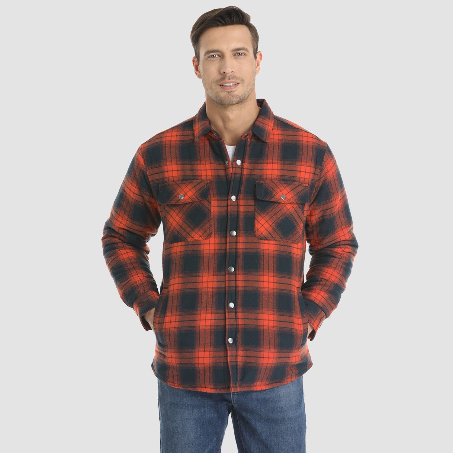 Quilted Flannel Jacket Padded Warm