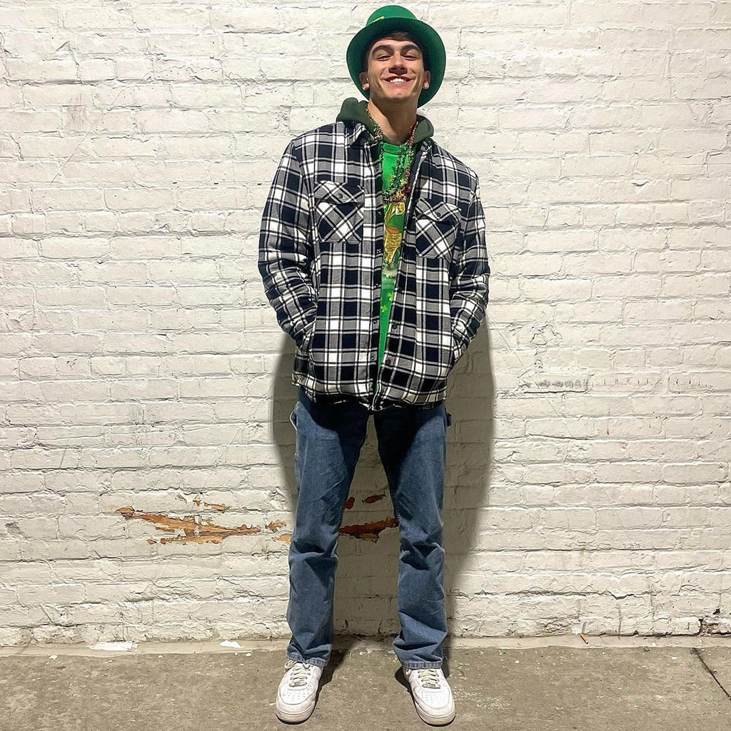 Quilted Flannel Jacket Padded Warm