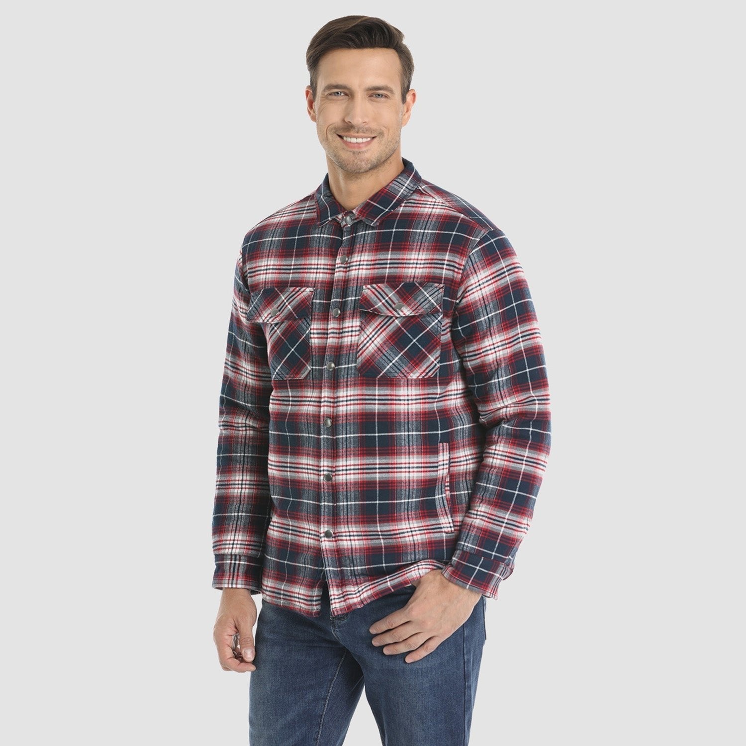 Quilted Flannel Jacket Padded Warm