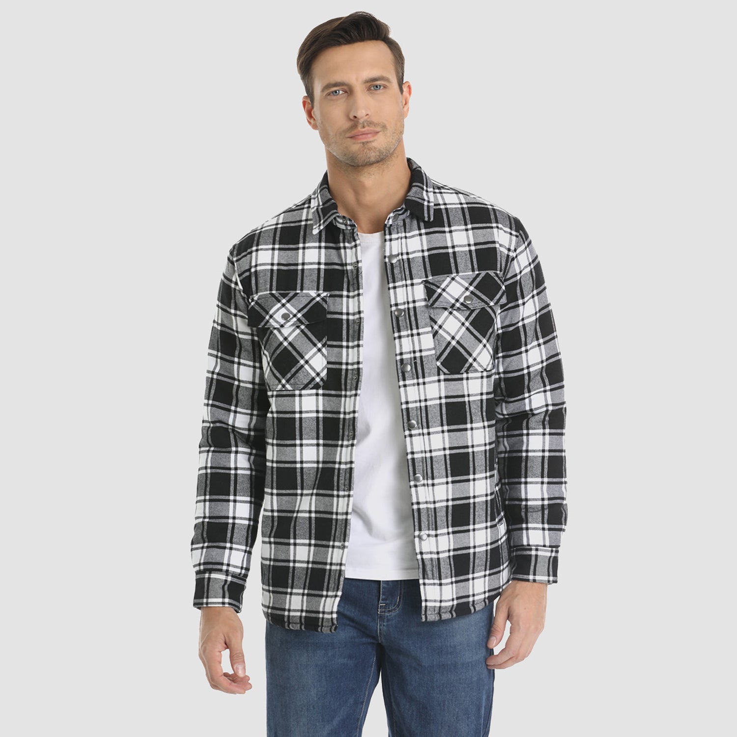 Quilted Flannel Jacket Padded Warm