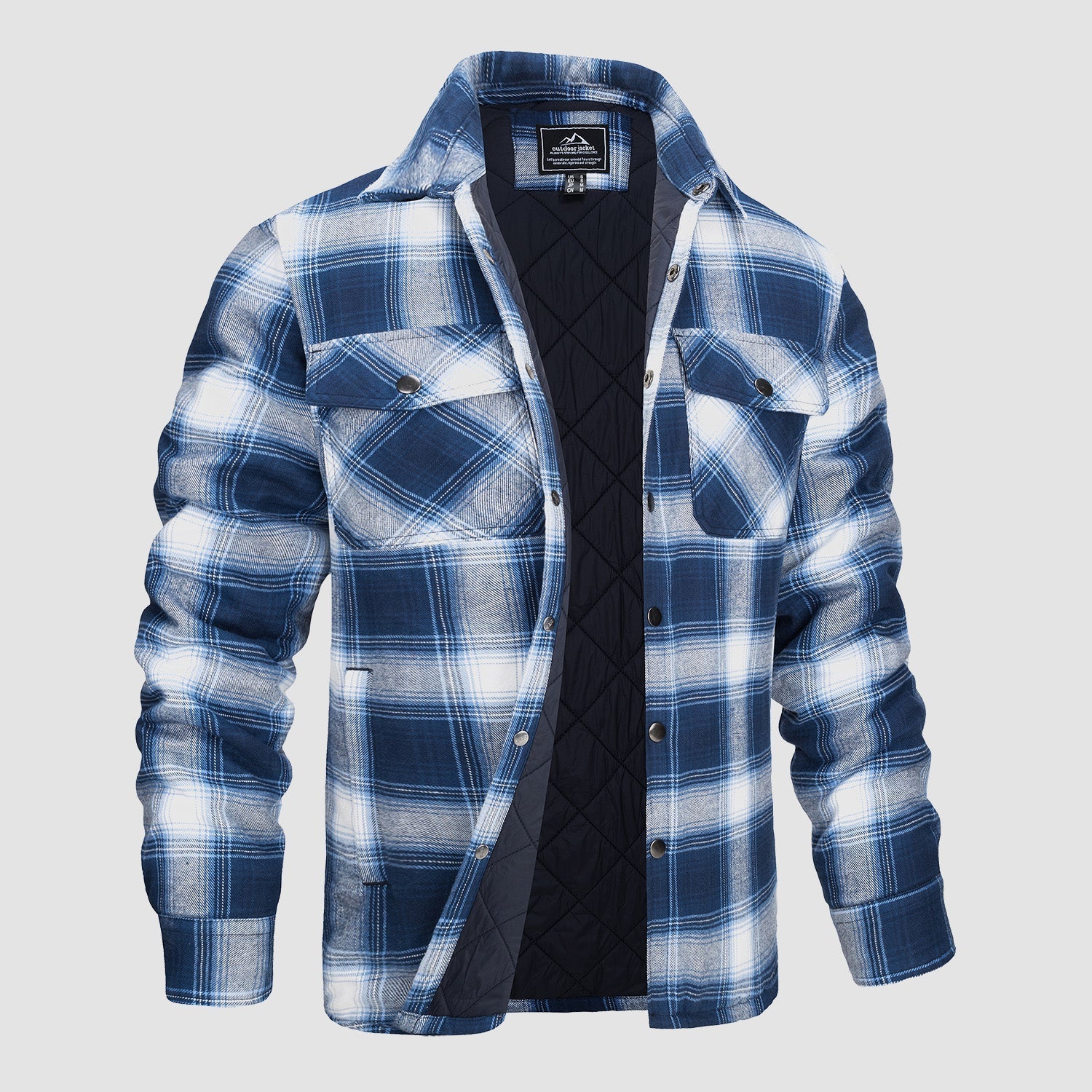 Quilted Flannel Jacket Padded Warm