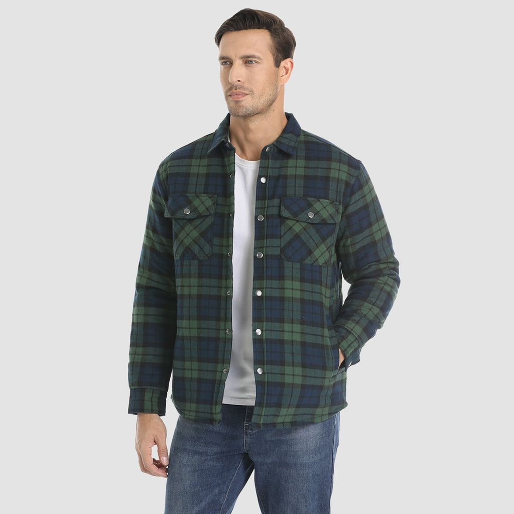 Quilted Flannel Jacket Padded Warm