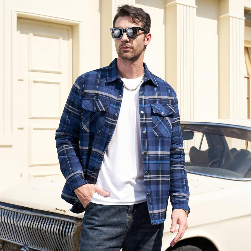 Quilted Flannel Jacket Padded Warm