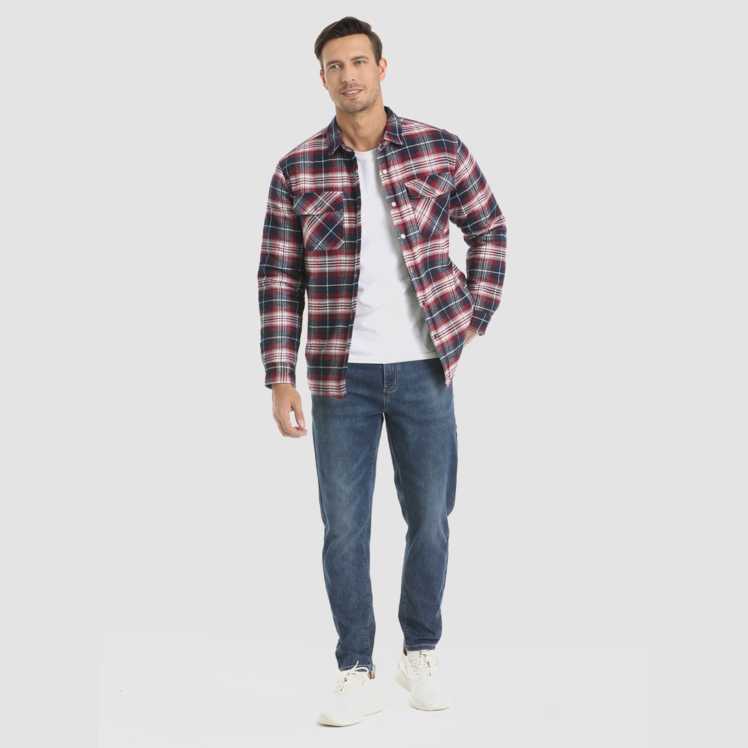 Quilted Flannel Jacket Padded Warm