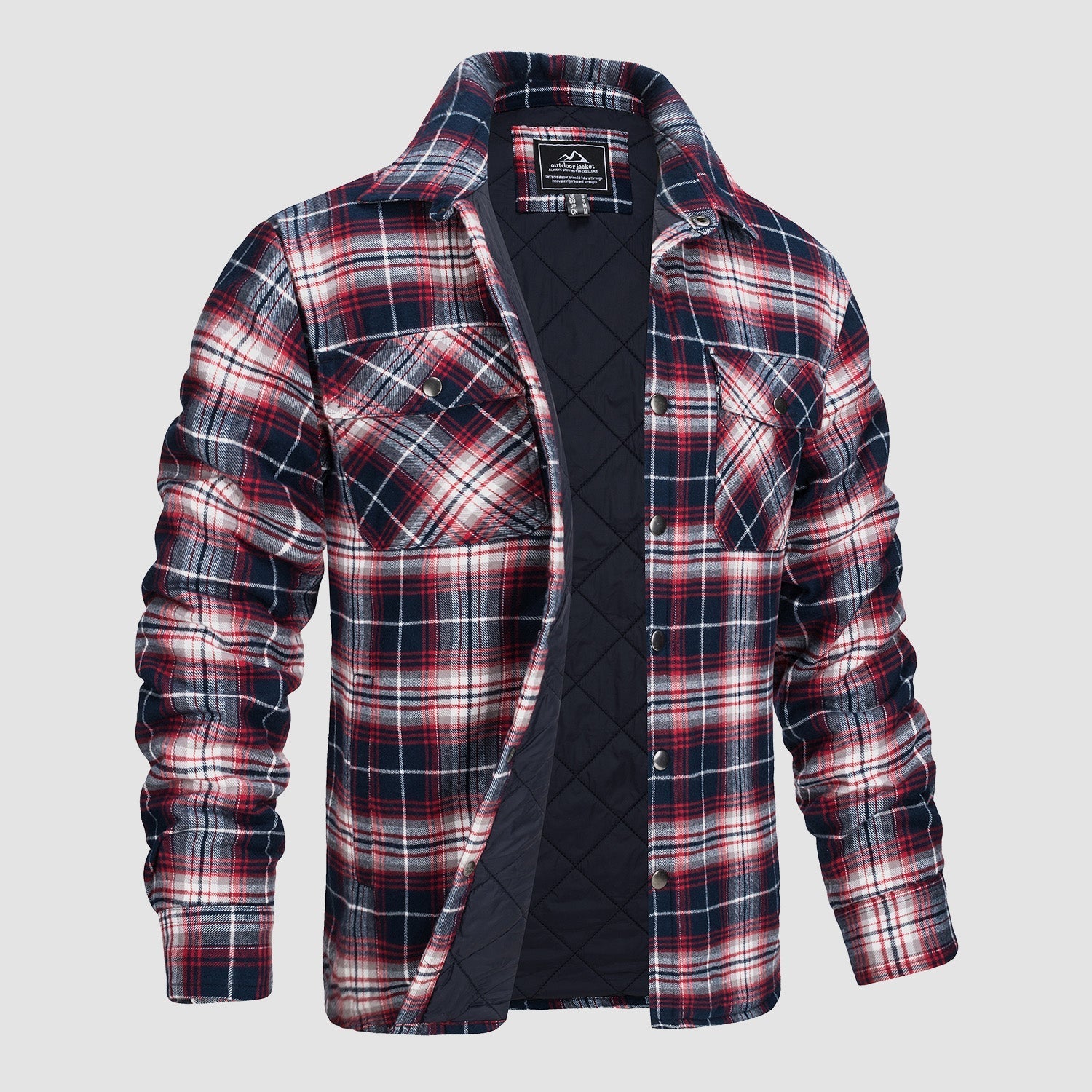 Quilted Flannel Jacket Padded Warm