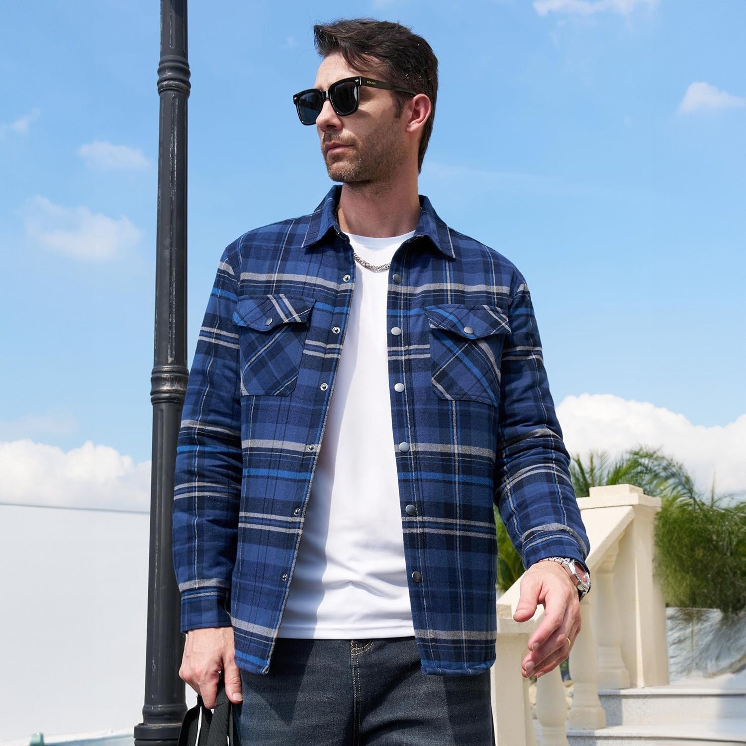 Quilted Flannel Jacket Padded Warm
