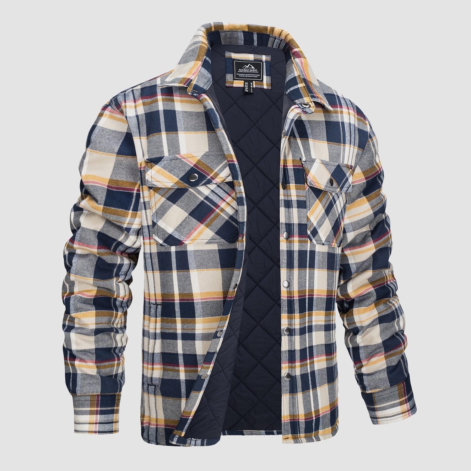 Quilted Flannel Jacket Padded Warm