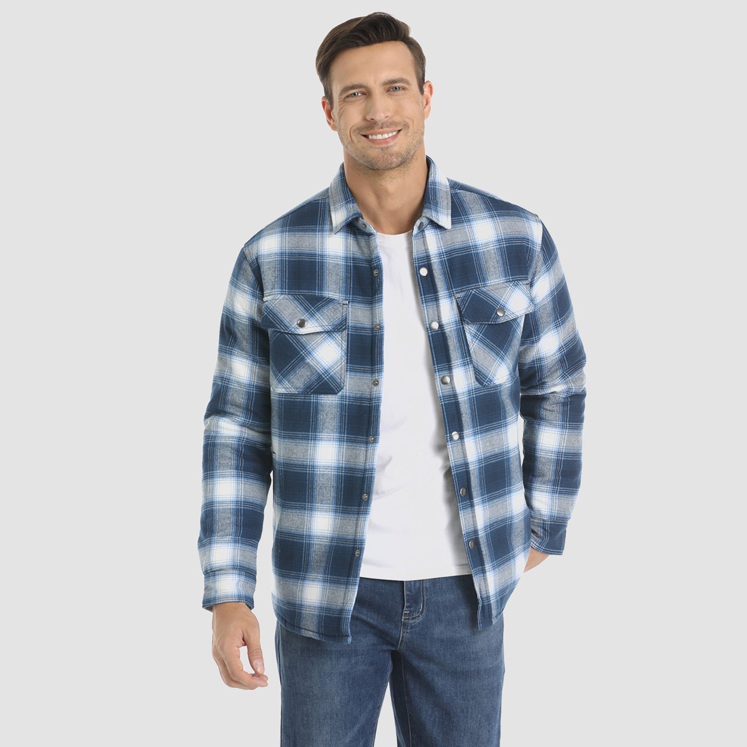Quilted Flannel Jacket Padded Warm