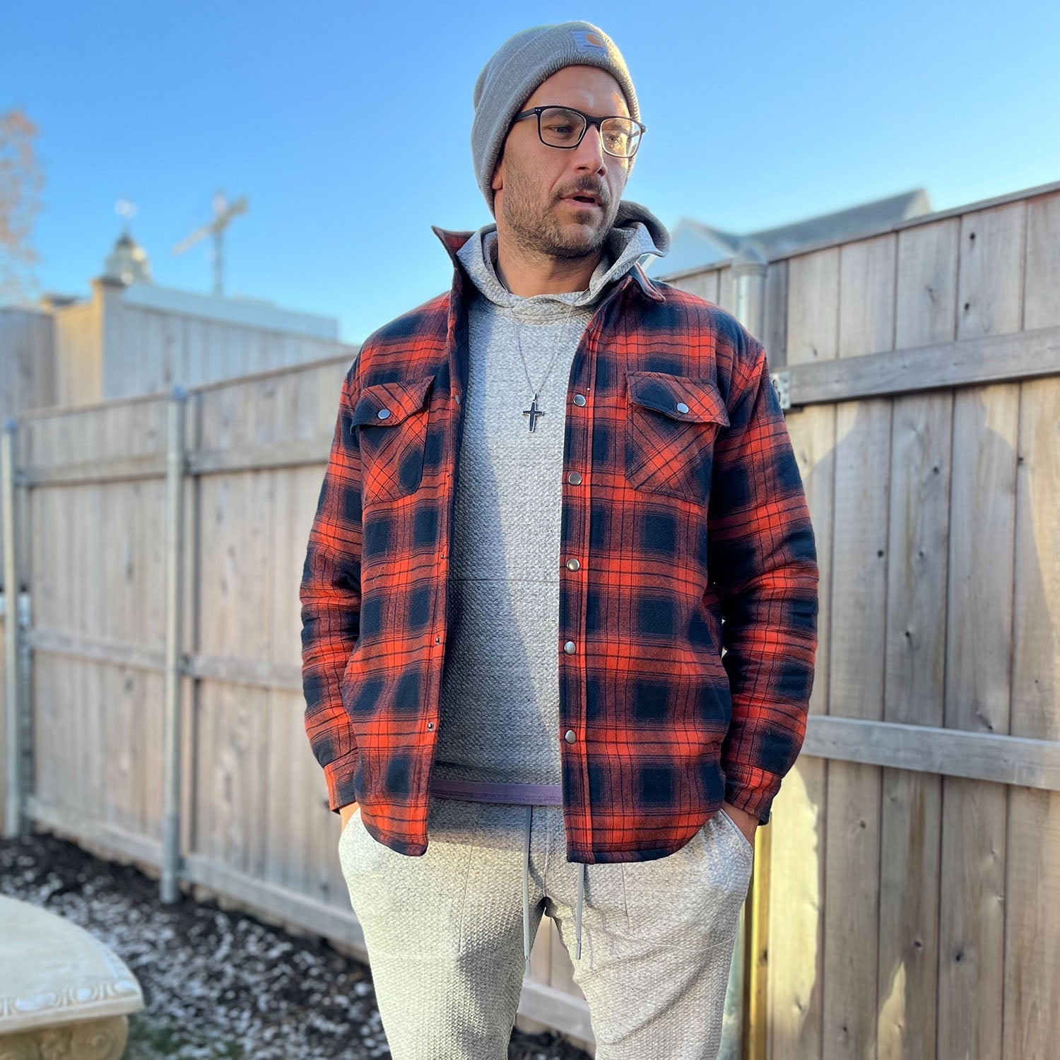 Quilted Flannel Jacket Padded Warm