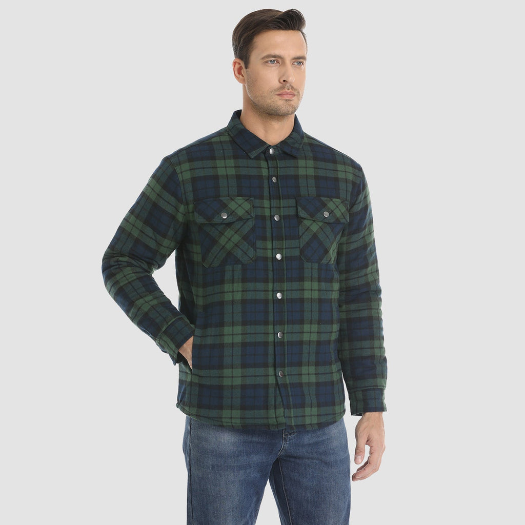Quilted Flannel Jacket Padded Warm