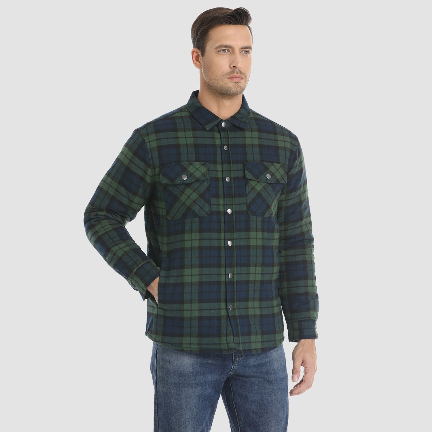 Quilted Flannel Jacket Padded Warm