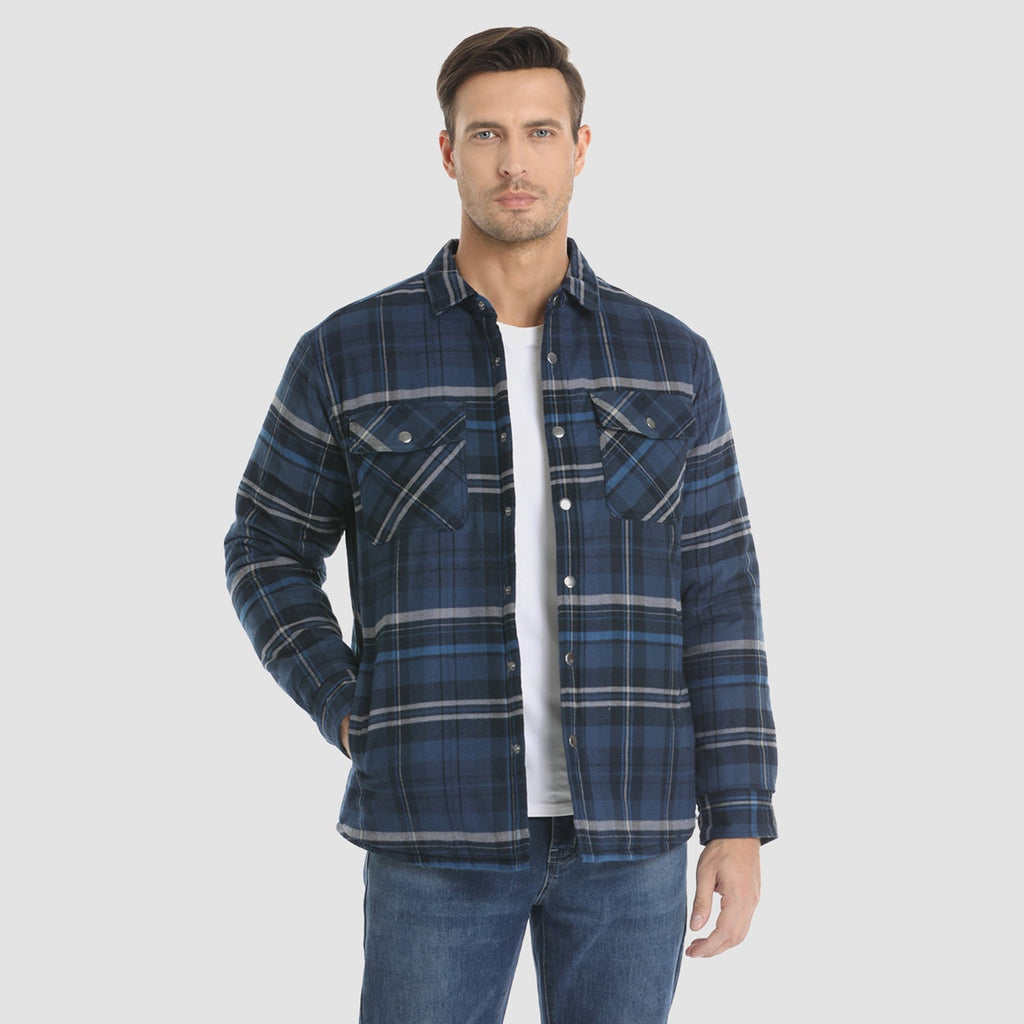 Quilted Flannel Jacket Padded Warm