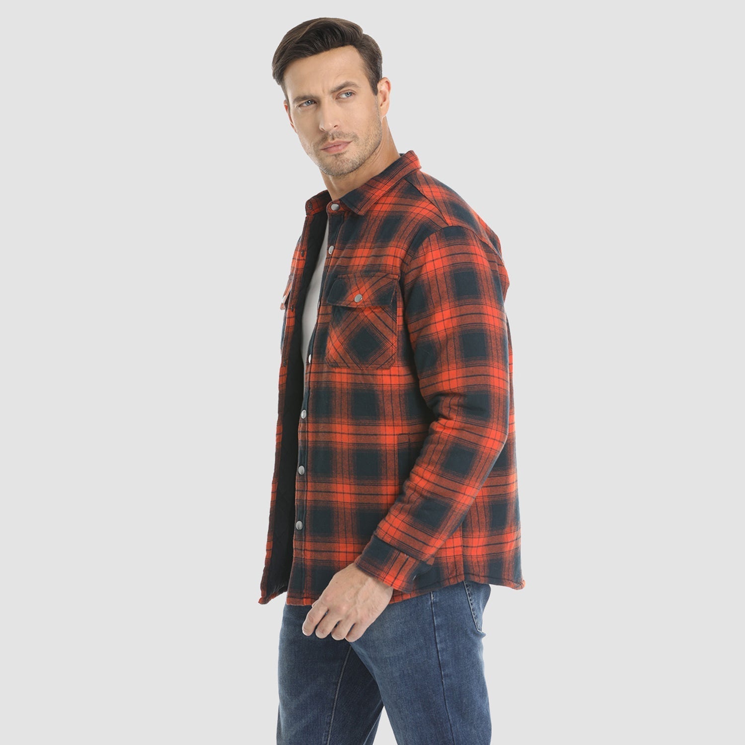 Quilted Flannel Jacket Padded Warm