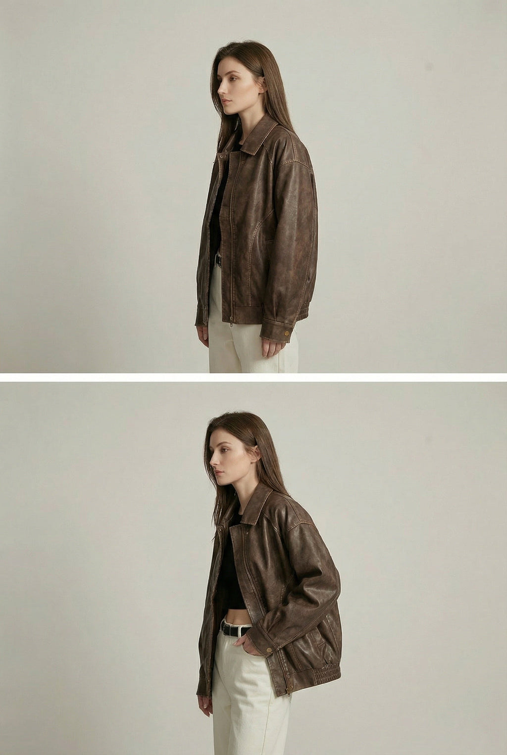 Faux Leather Jacket Oversized Vintage