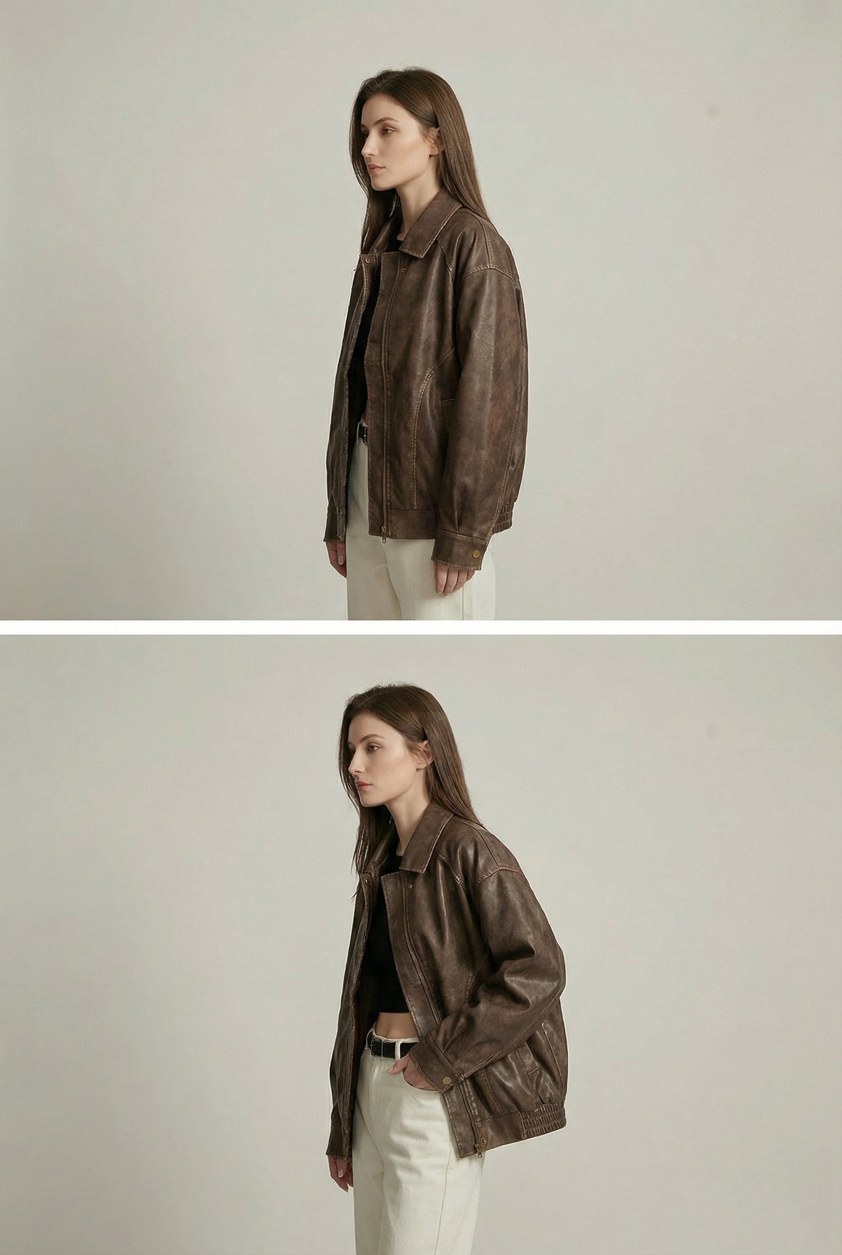 Faux Leather Jacket Oversized Vintage