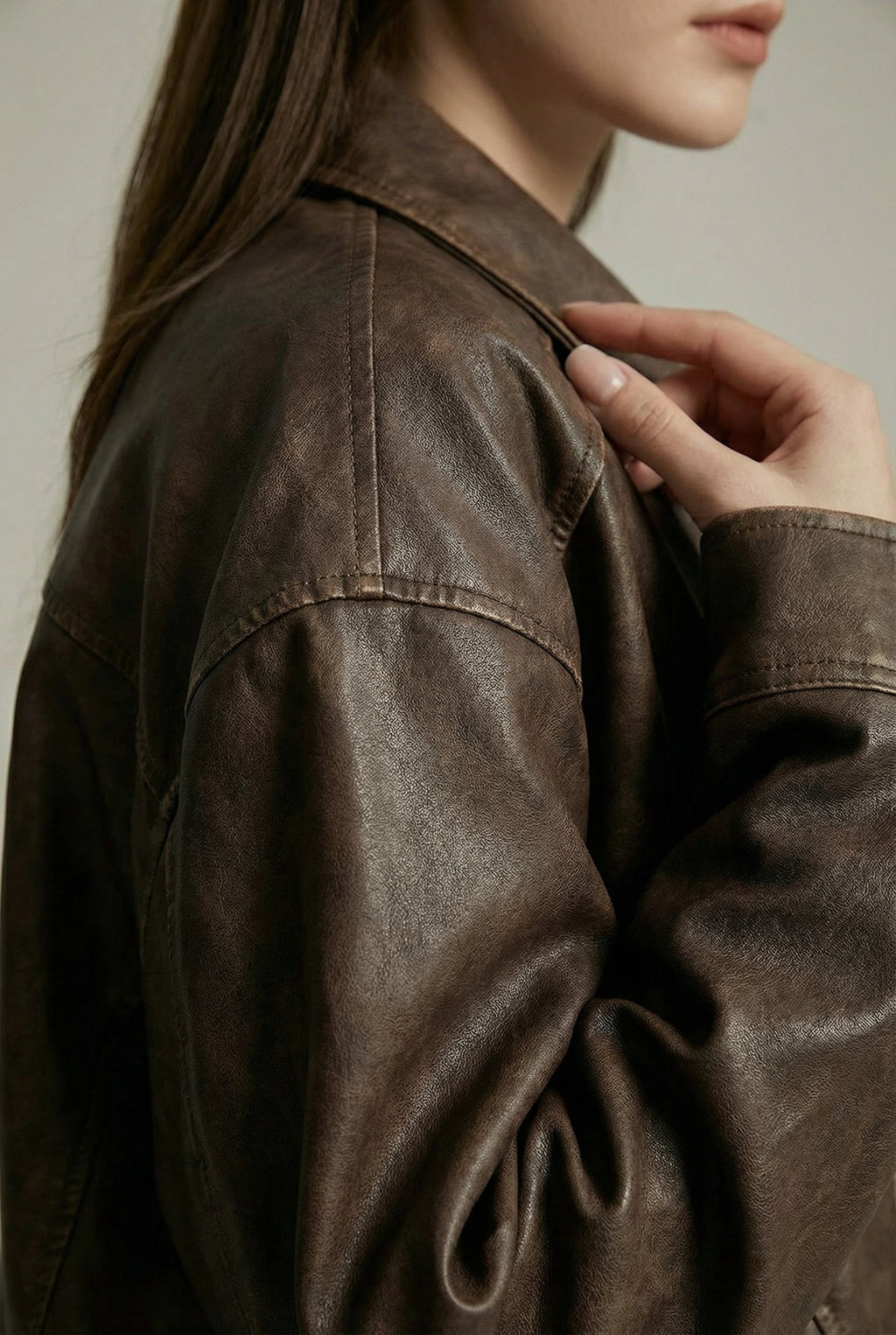 Faux Leather Jacket Oversized Vintage