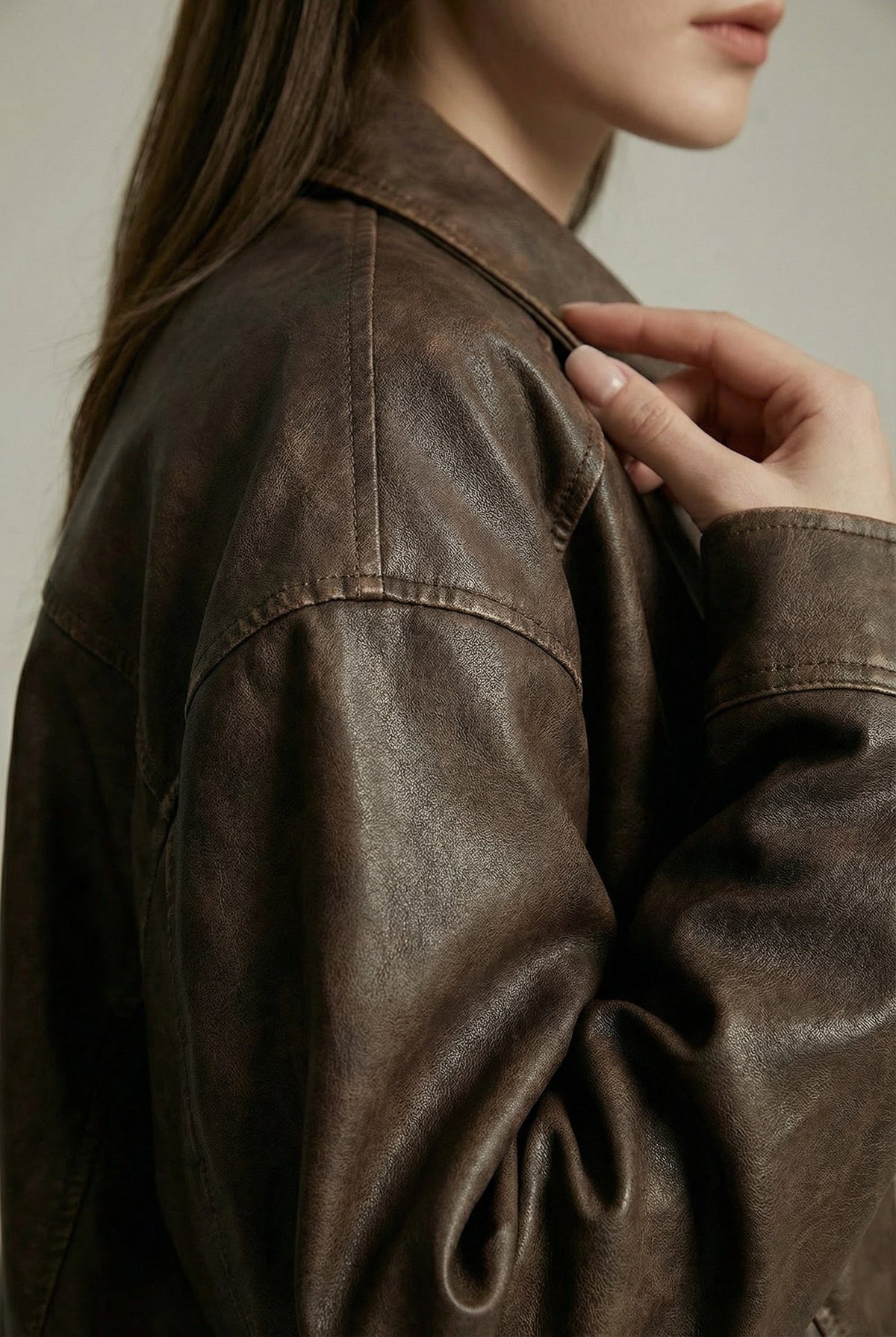 Faux Leather Jacket Oversized Vintage
