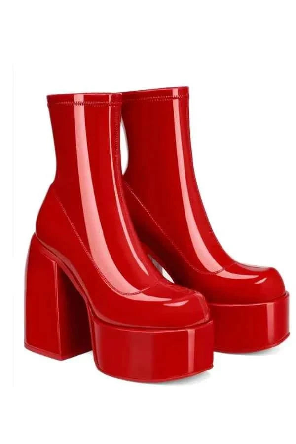 Platform Ankle Boots Block Heel