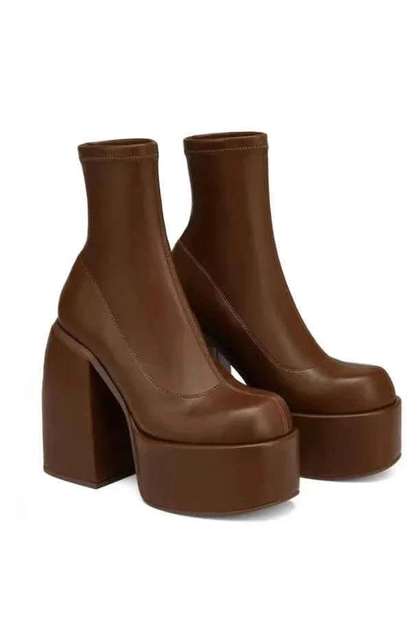 Platform Ankle Boots Block Heel