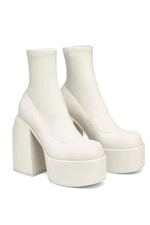 Platform Ankle Boots Block Heel
